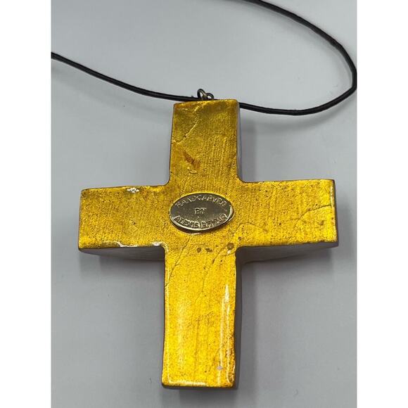 HOST PICK 7/5 Alexis Bittar Vermeil 925 Golden Lucite 3D Cross Brown Necklace - Picture 11 of 13